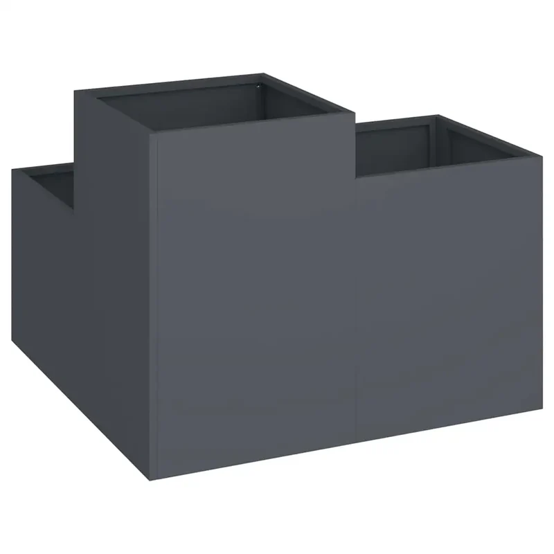 Cache-pot de jardin rectangulaire moderne extérieur 100 x 100 x 60 cm en acier anthracite 02_0052076