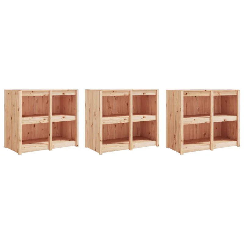 Lot de 3 armoires de cuisine extérieure design rustique 106 x 55 x 92 cm en bois de pin massif 02_0055383