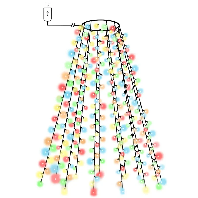 Guirlande lumineuse décorative 150 LED extensible 5 m 150 cm ambiance festive en PVC coloré 02_0046771