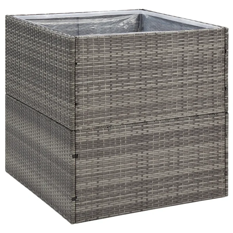 Jardinière carrée moderne 80 x 80 x 80 cm élévation optimale extérieur en résine tressée gris 02_0046610