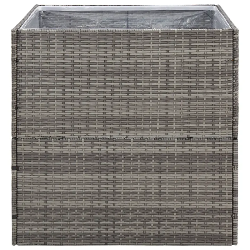 Jardinière carrée moderne 80 x 80 x 80 cm élévation optimale extérieur en résine tressée gris 02_0046610
