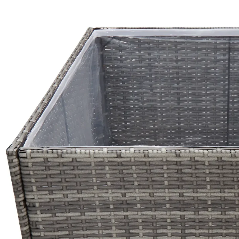 Jardinière carrée moderne 80 x 80 x 80 cm élévation optimale extérieur en résine tressée gris 02_0046610