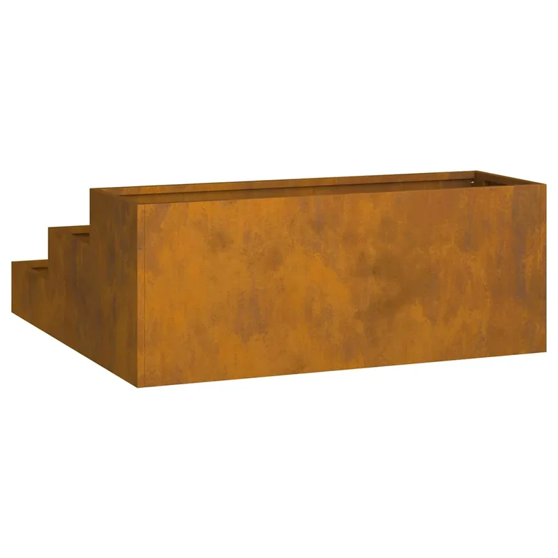 Cache-pot de jardin extérieur durable acier 90 x 90 x 35 cm design contemporain couleur rouille 02_0052054