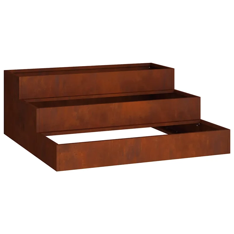 Cache-pot de jardin extérieur durable acier 90 x 90 x 35 cm design contemporain couleur rouille 02_0052054