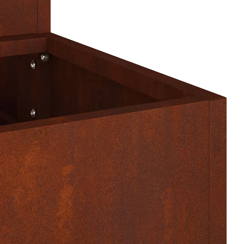 Cache-pot de jardin extérieur durable acier 90 x 90 x 35 cm design contemporain couleur rouille 02_0052054