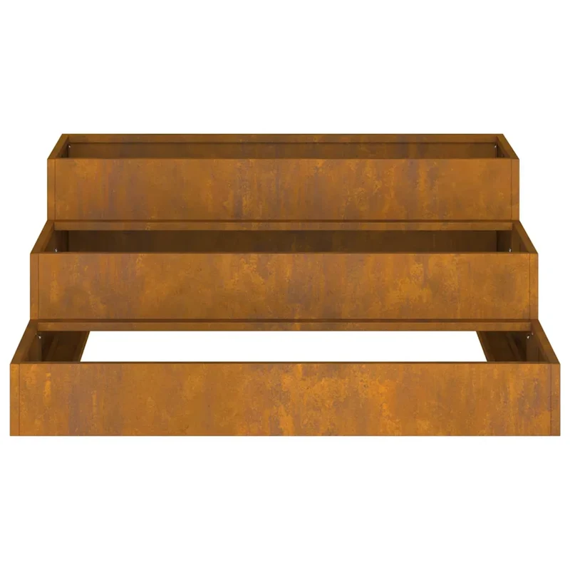 Cache-pot de jardin extérieur durable acier 90 x 90 x 35 cm design contemporain couleur rouille 02_0052054