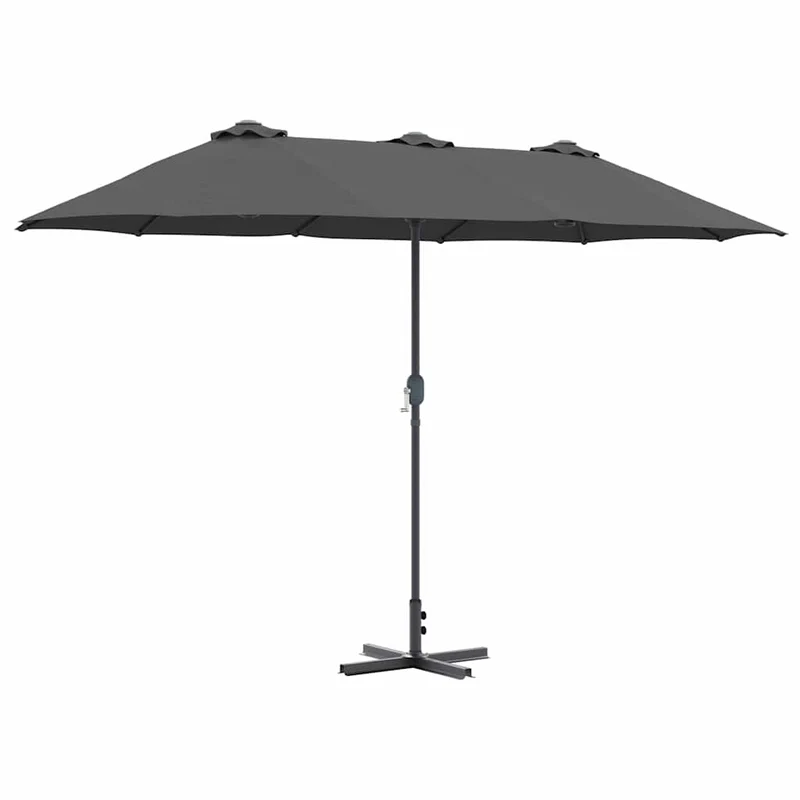 Parasol de jardin pliable moderne 370 x 197 x 239 cm facile à transporter durable en polyester anthracite 02_0058741