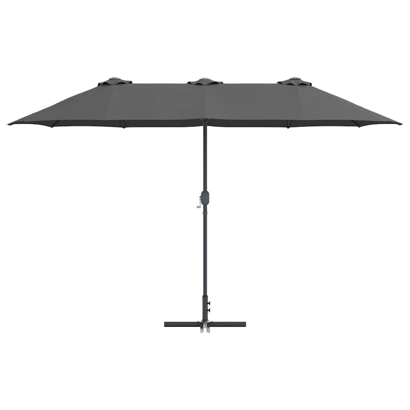 Parasol de jardin pliable moderne 370 x 197 x 239 cm facile à transporter durable en polyester anthracite 02_0058741