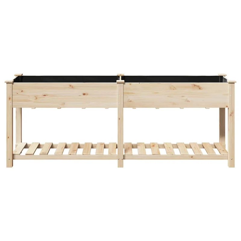 Cache-pot de jardin moderne avec étagère 203 x 53 x 76,5 cm utilisation extérieure style épuré en bois beige 02_0058841