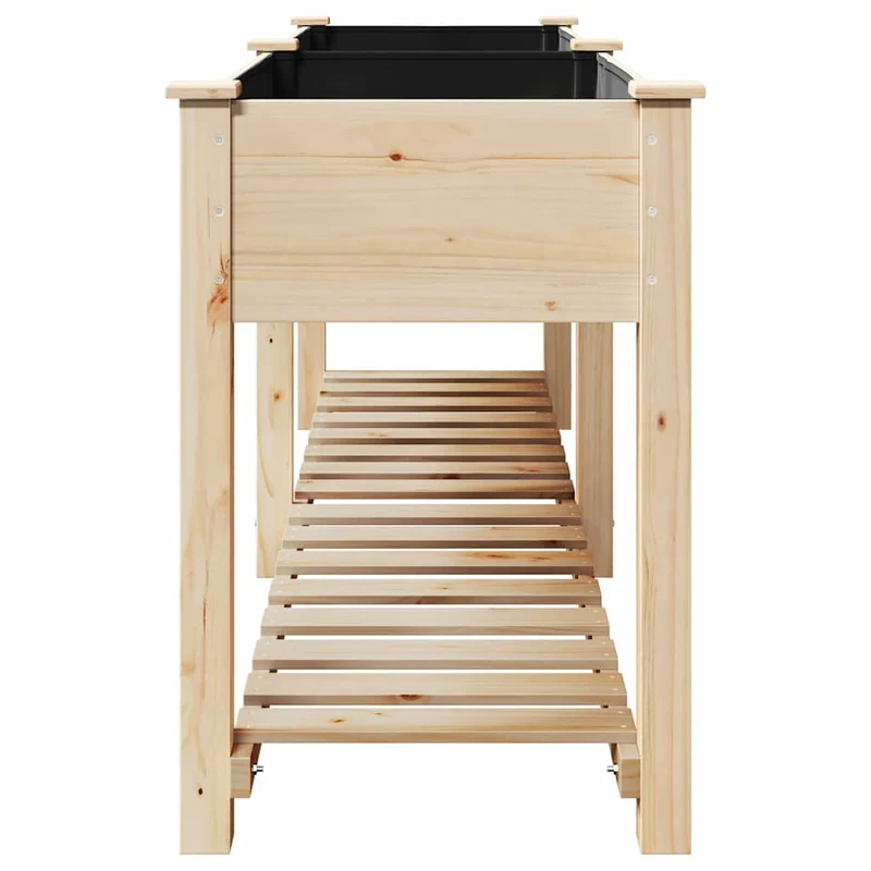 Cache-pot de jardin moderne avec étagère 203 x 53 x 76,5 cm utilisation extérieure style épuré en bois beige 02_0058841