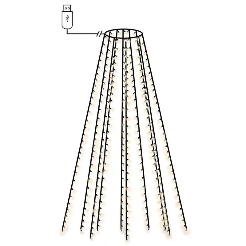 Guirlande lumineuse de Noël 150 LED prolongement 150 cm ambiance cosy intérieure extérieure en PVC blanc chaud 02_0045972