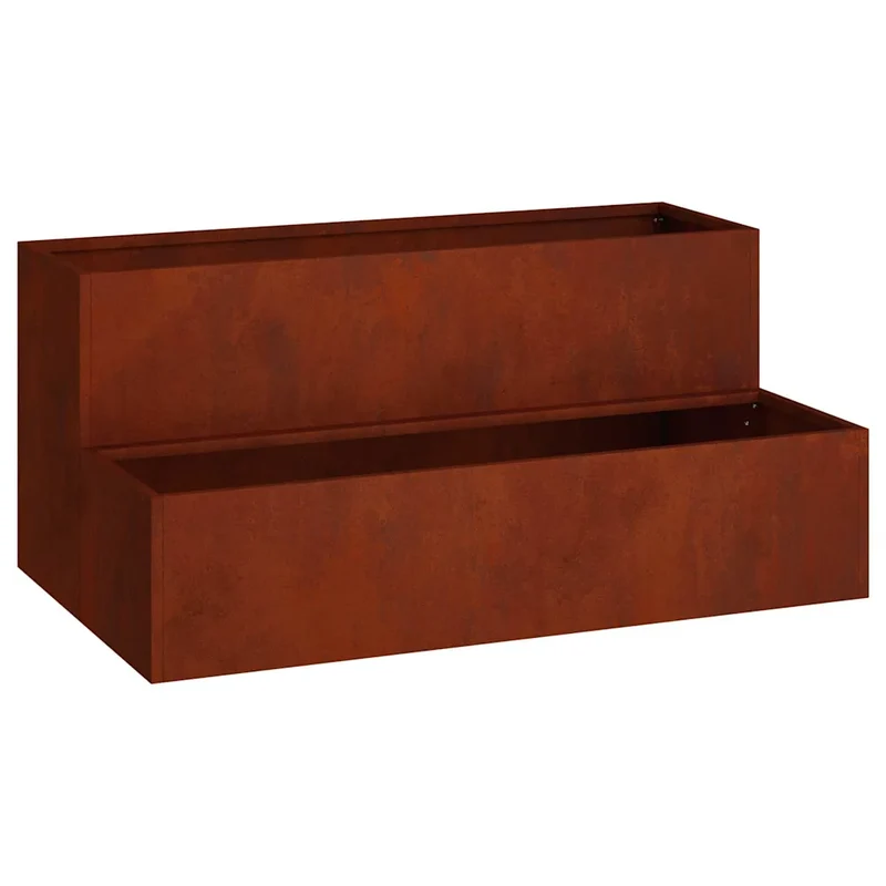Cache-pot de jardin design moderne pour extérieur 100 x 60 x 45 cm en acier rouillé 02_0052087
