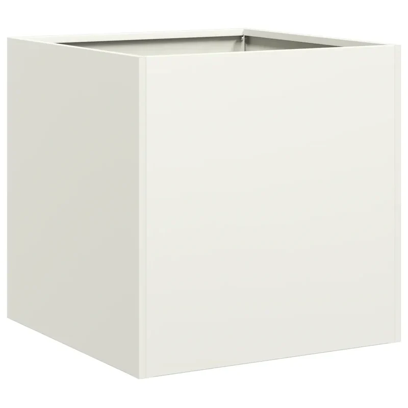 Jardinière outdoor fond ouvert 40 x 40 x 40 cm robuste esthétique moderne en acier laminé à froid blanc 02_0051452