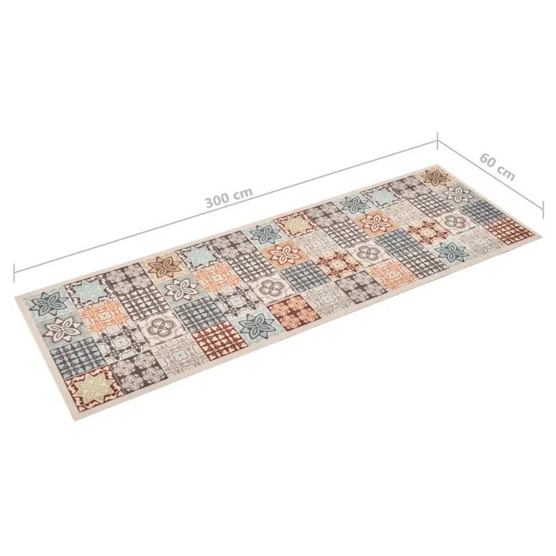 Tapis rectangulaire lavable 300 x 60 cm antidérapant confort design mosaïque en polyamide multicolore 02_0046545