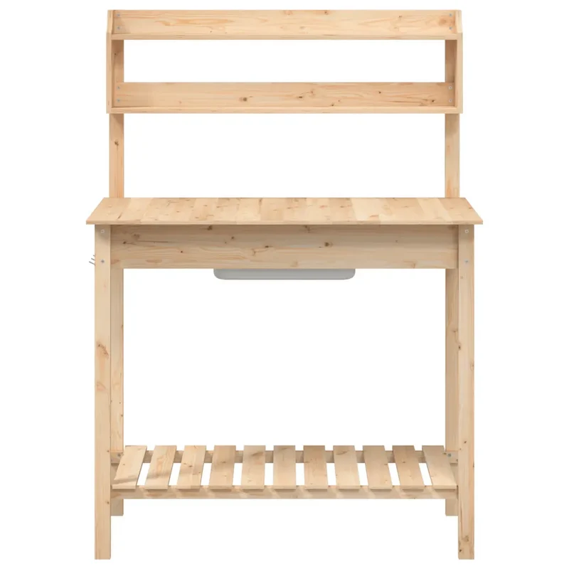 Table de rempotage avec évier mobile jardin 147,5 x 44 x 139,5 cm espace de rangement robuste en bois massif sapin 02_0046207
