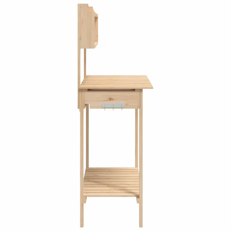 Table de rempotage avec évier mobile jardin 147,5 x 44 x 139,5 cm espace de rangement robuste en bois massif sapin 02_0046207