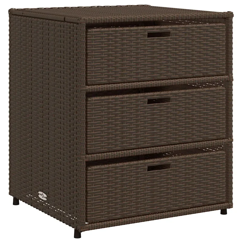 Armoire de rangement de jardin 55 x 59 x 69 cm 3 tiroirs design moderne en résine tressée marron 02_0047429