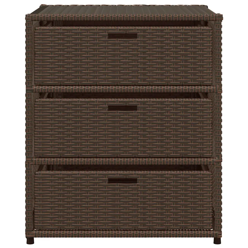 Armoire de rangement de jardin 55 x 59 x 69 cm 3 tiroirs design moderne en résine tressée marron 02_0047429