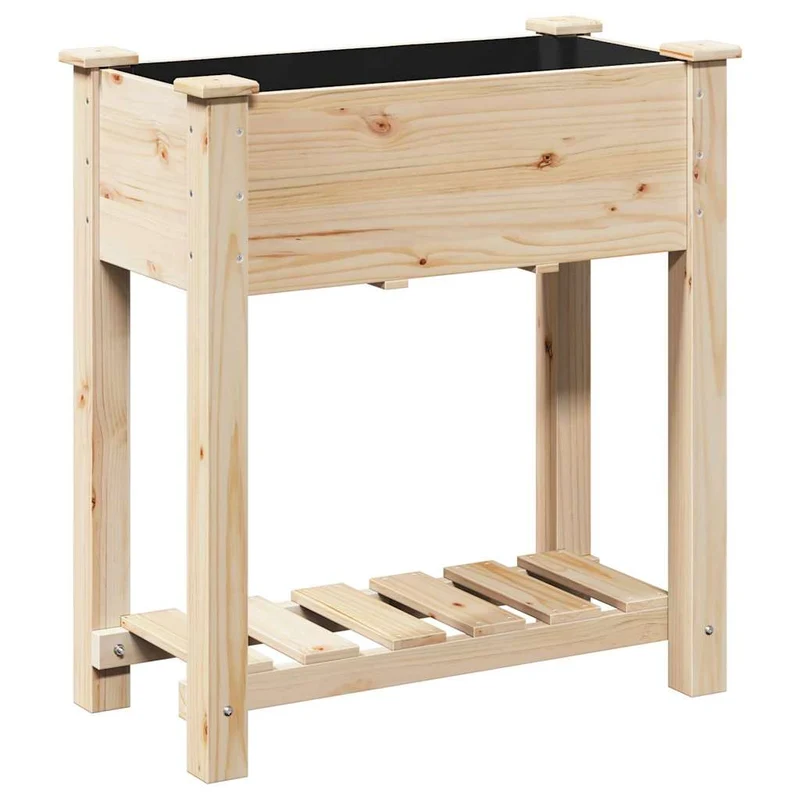 Cache-pot de jardin moderne avec étagère 71 x 37 x 76 cm durable style épuré en bois beige 02_0058838