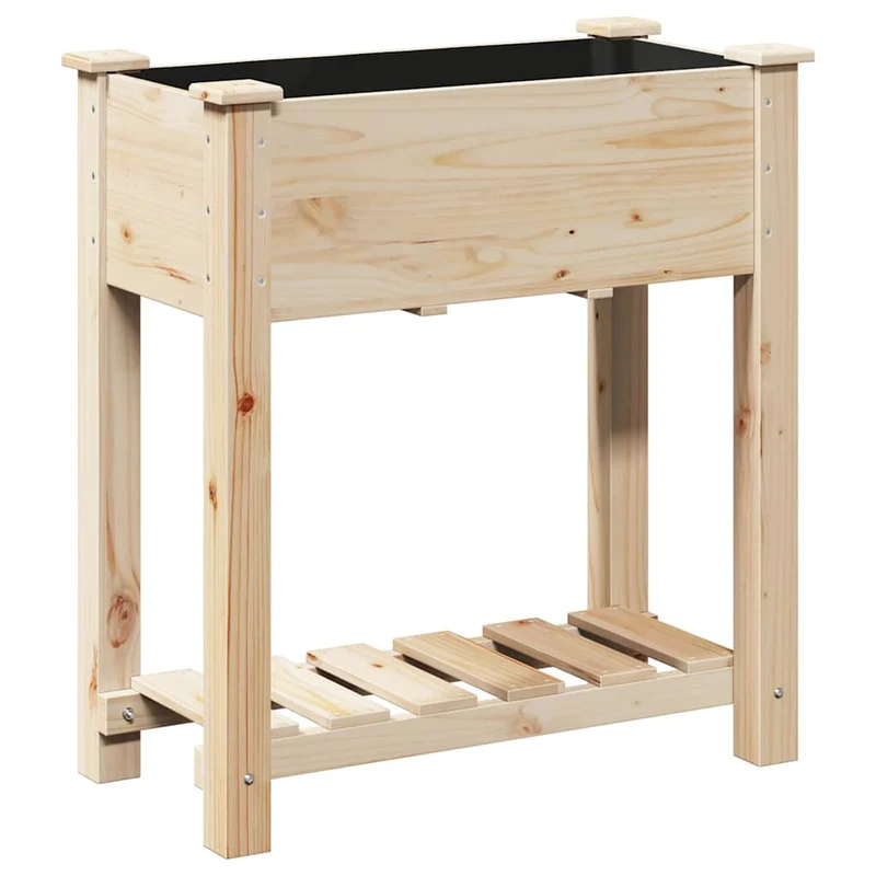 Cache-pot de jardin moderne avec étagère 71 x 37 x 76 cm durable style épuré en bois beige 02_0058838