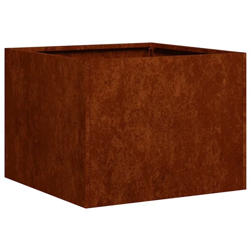 Jardinière carrée espace vert extérieur 40 x 40 x 30 cm plante décorative design rouillé en acier inoxydable 02_0051581