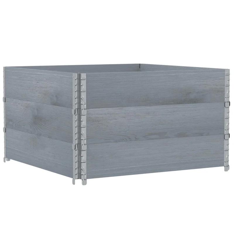 Jardinière bac lit surélevé plantes fleurs terrasse jardin 100 x 100 cm bois de pin massif gris 02_0037240