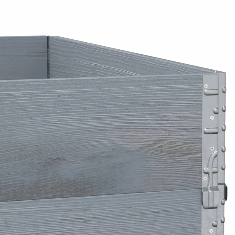 Jardinière bac lit surélevé plantes fleurs terrasse jardin 100 x 100 cm bois de pin massif gris 02_0037240