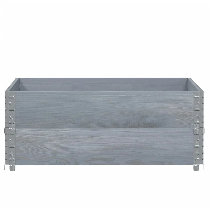 Jardinière bac lit surélevé plantes fleurs terrasse jardin 100 x 100 cm bois de pin massif gris 02_0037242
