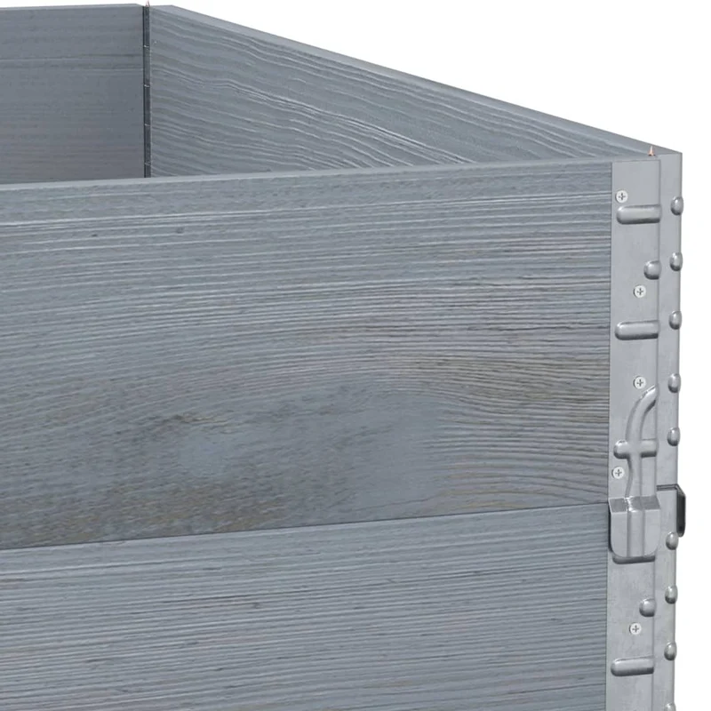 Jardinière bac lit surélevé plantes fleurs terrasse jardin 100 x 100 cm bois de pin massif gris 02_0037242