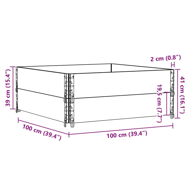 Jardinière bac lit surélevé plantes fleurs terrasse jardin 100 x 100 cm bois de pin massif gris 02_0037242