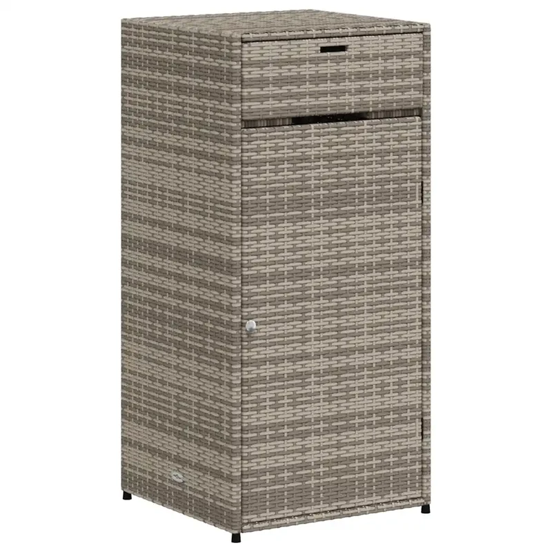 Armoire de rangement d'extérieur grand espace jardin 55 x 55 x 111 cm en résine tressée gris 02_0047434