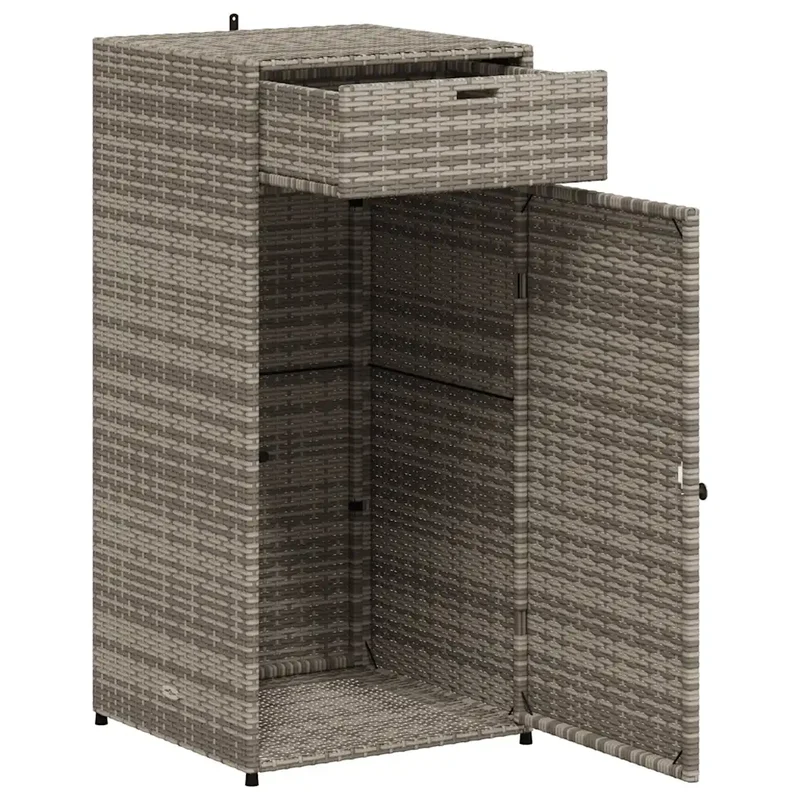 Armoire de rangement d'extérieur grand espace jardin 55 x 55 x 111 cm en résine tressée gris 02_0047434
