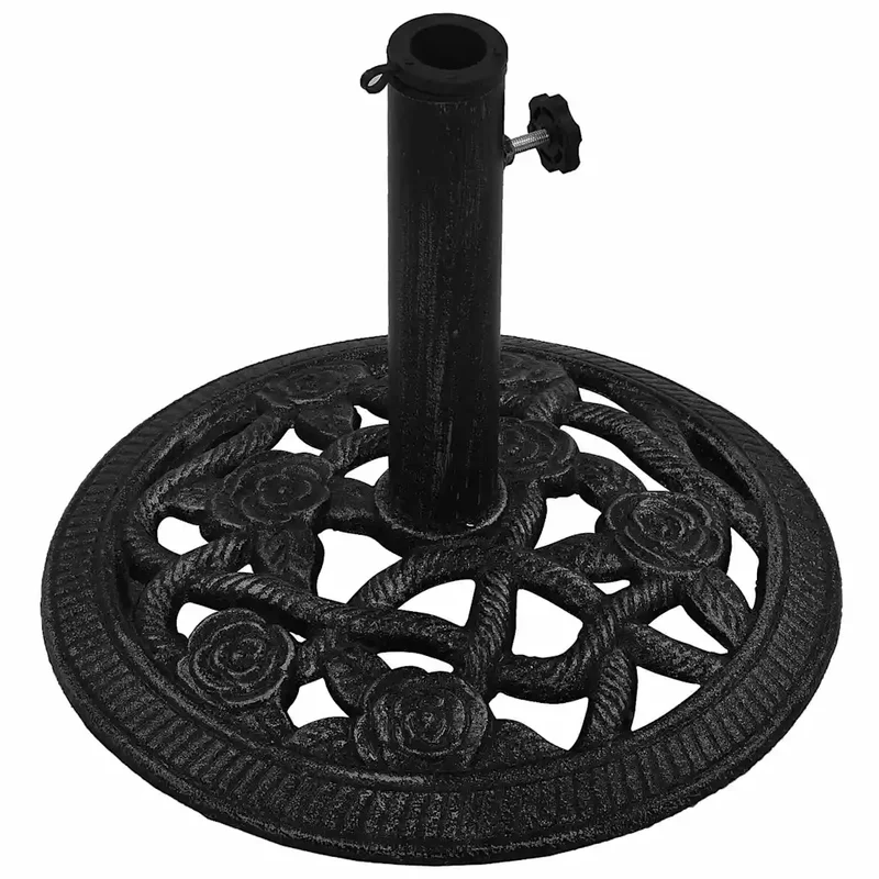 Socle de parasol solide pour jardin 40 x 40 x 32 cm avec adaptateur élégant en fonte noir 02_0046548
