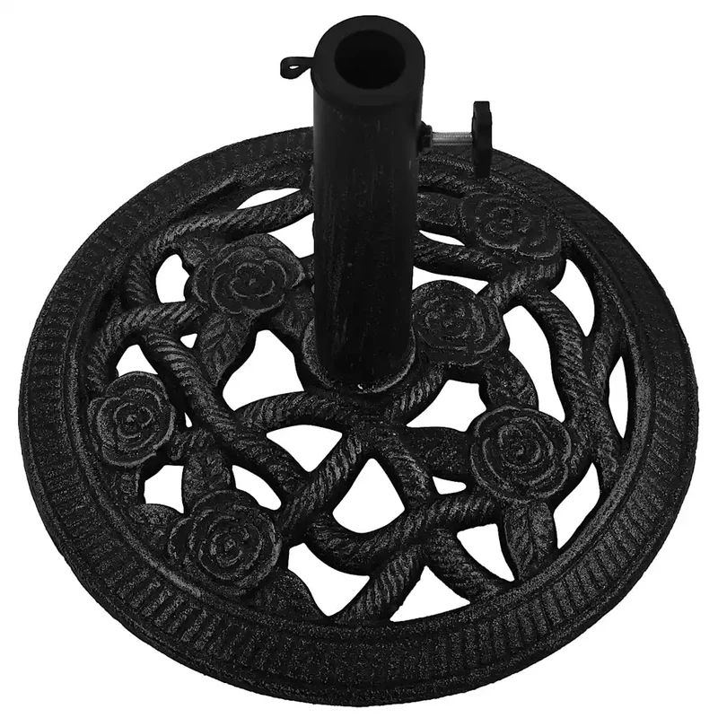 Socle de parasol solide pour jardin 40 x 40 x 32 cm avec adaptateur élégant en fonte noir 02_0046548