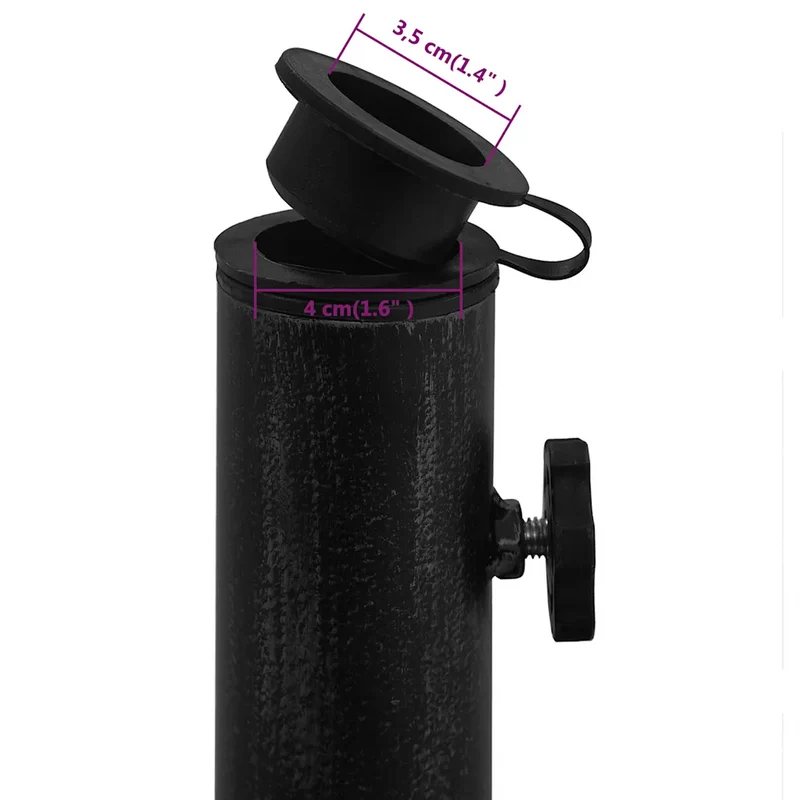 Socle de parasol solide pour jardin 40 x 40 x 32 cm avec adaptateur élégant en fonte noir 02_0046548