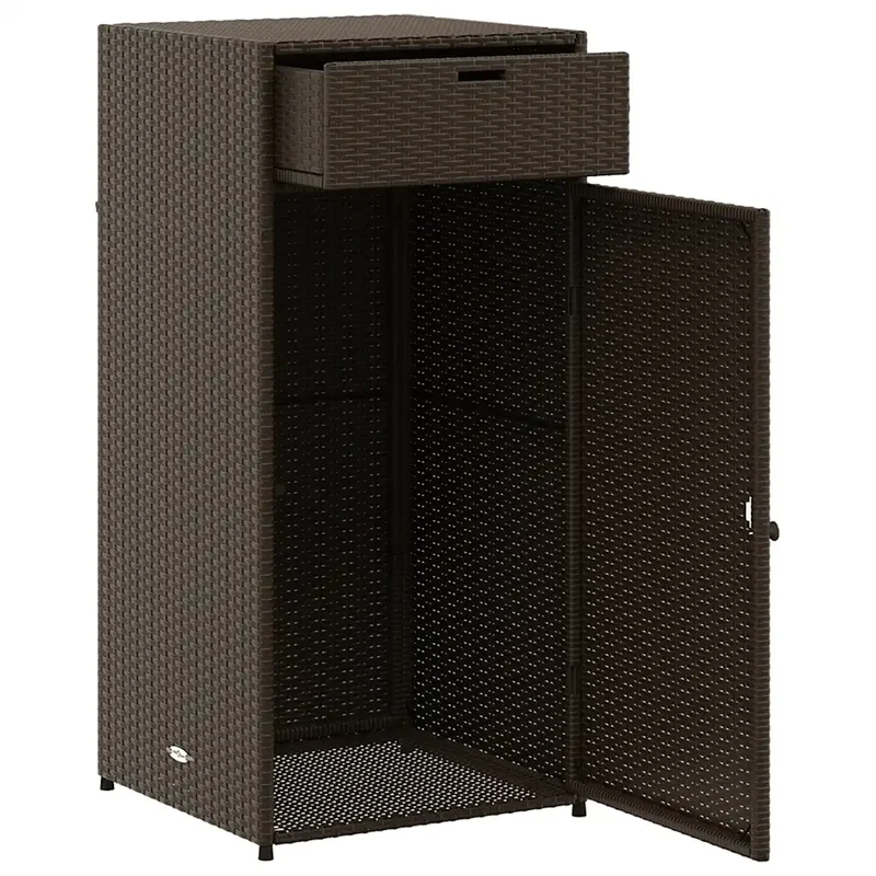 Armoire de rangement jardin 55 x 55 x 111 cm avec porte pratique design moderne en résine tressée marron 02_0047433