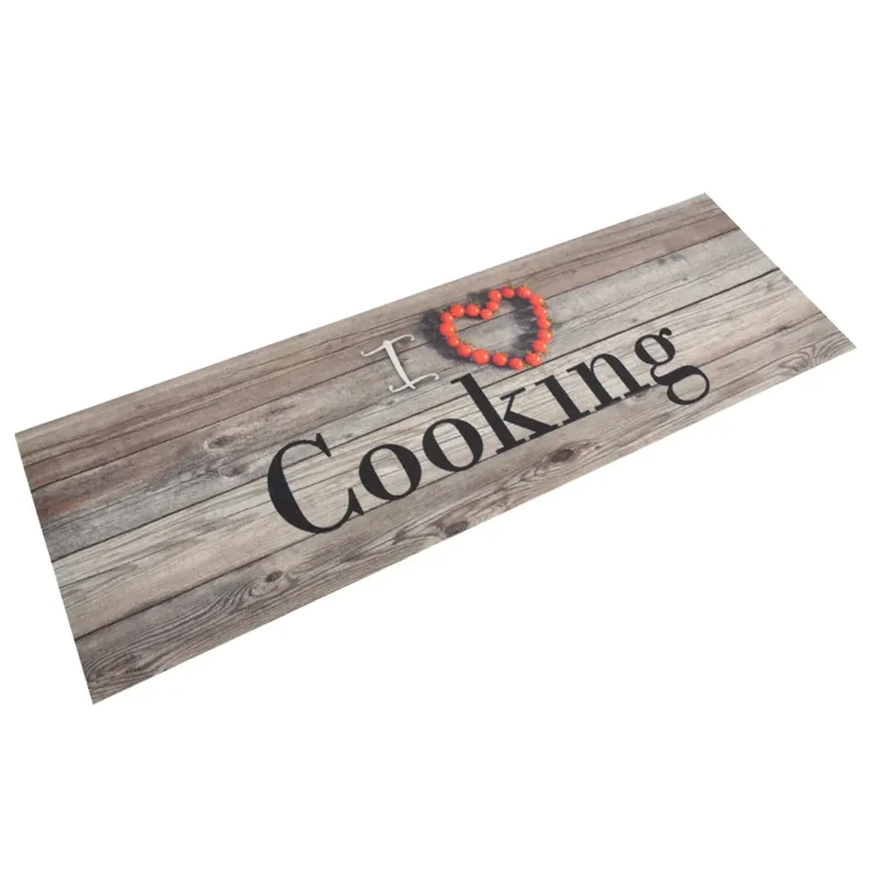 Tapis de cuisine lavable doux design élégant anti-dérapant 180 x 60 cm en velours gris 02_0046039