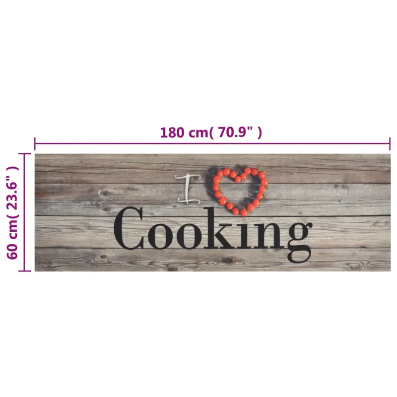 Tapis de cuisine lavable doux design élégant anti-dérapant 180 x 60 cm en velours gris 02_0046039