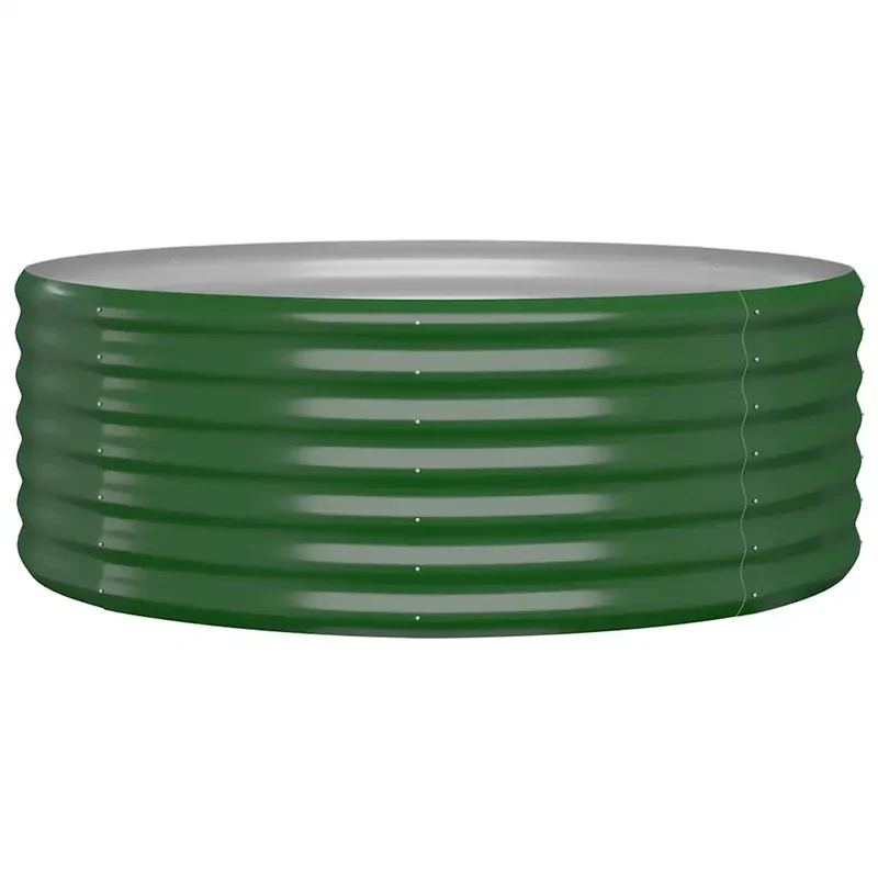 Lot de 1 lit surélevé de jardin ronde 100 x 100 x 36 cm pratique déco extérieur en acier galvanisé vert 02_0046574