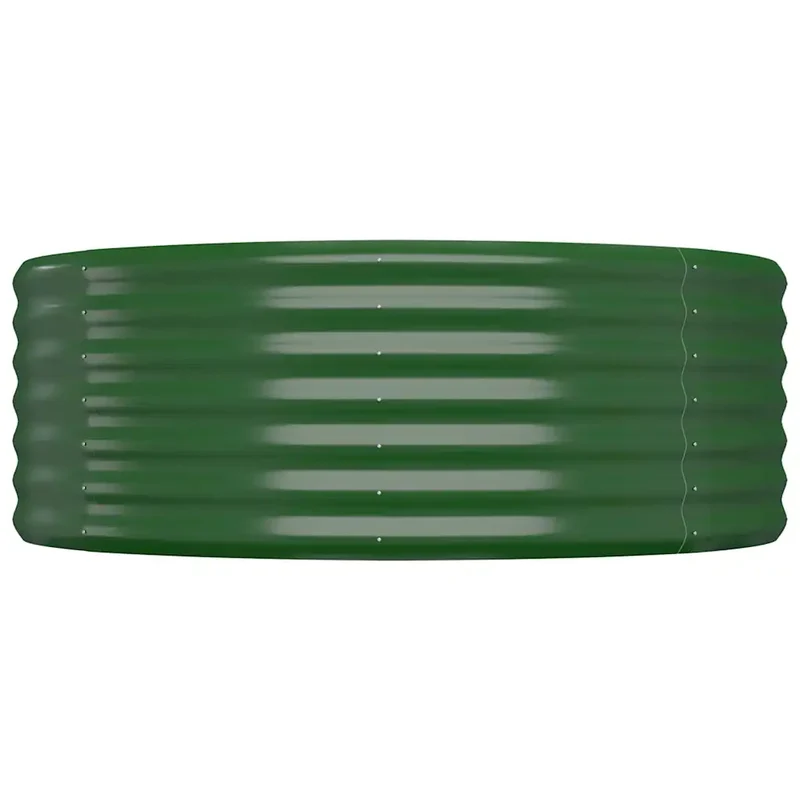 Lot de 1 lit surélevé de jardin ronde 100 x 100 x 36 cm pratique déco extérieur en acier galvanisé vert 02_0046574