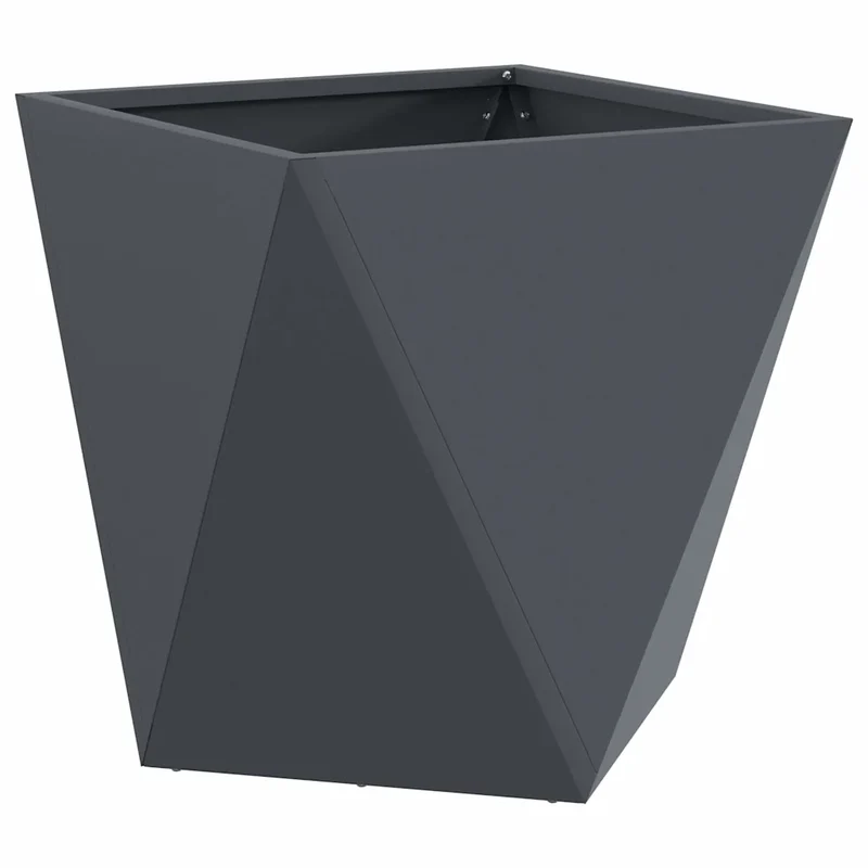 Jardinière moderne 50 x 50 x 50 cm résistant aux intempéries style épuré extérieur en acier anthracite 02_0053080