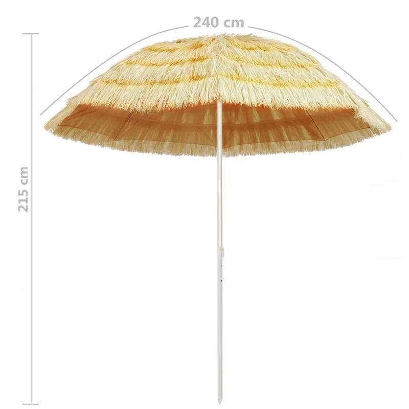 Parasol de plage inclinable 240 x 210 x 215 cm protection UV style hawaïen en PP naturel 02_0045904
