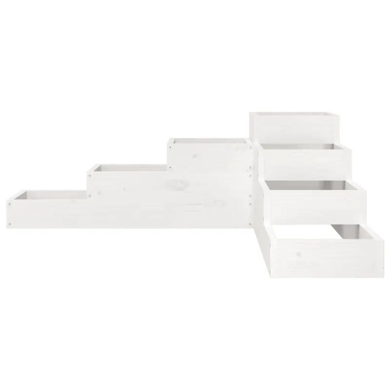 Jardinière 4 niveaux en bois massif design en forme de L pour balcon 106 x 104,5 x 36 cm en bois de pin blanc 02_0048510