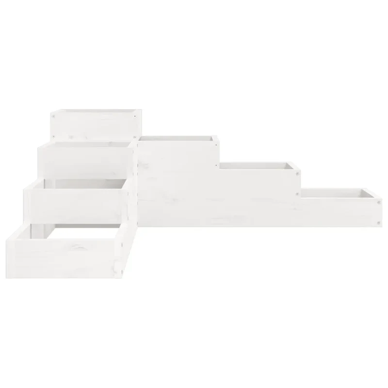 Jardinière 4 niveaux en bois massif design en forme de L pour balcon 106 x 104,5 x 36 cm en bois de pin blanc 02_0048510