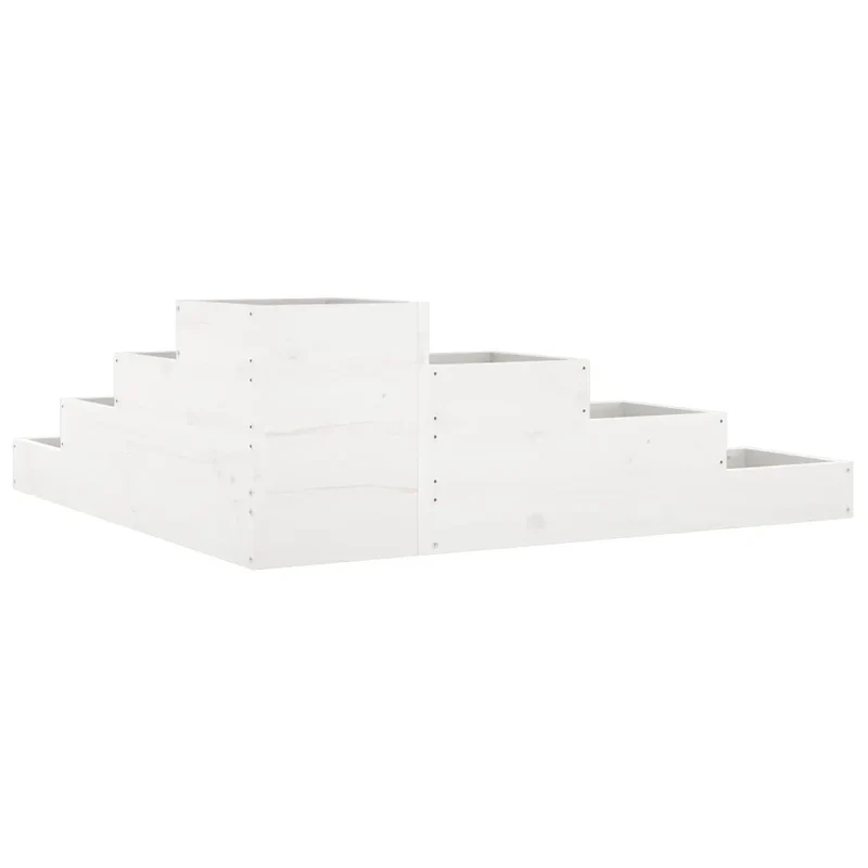 Jardinière 4 niveaux en bois massif design en forme de L pour balcon 106 x 104,5 x 36 cm en bois de pin blanc 02_0048510