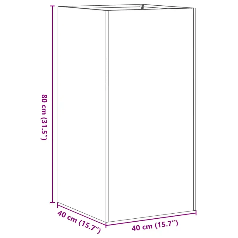 Jardinière élégante style moderne jardin terrasse 40 x 40 x 80 cm en acier galvanisé gris 02_0051496