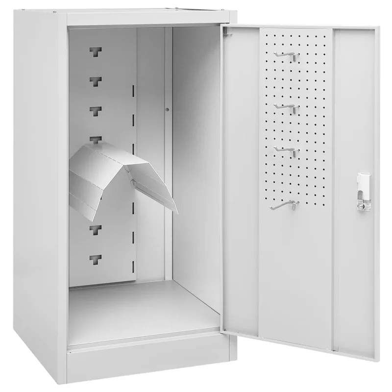 Armoire à selles moderne pour écurie 53 x 53 x 105 cm avec serrure et crochets en acier gris clair 02_0046985