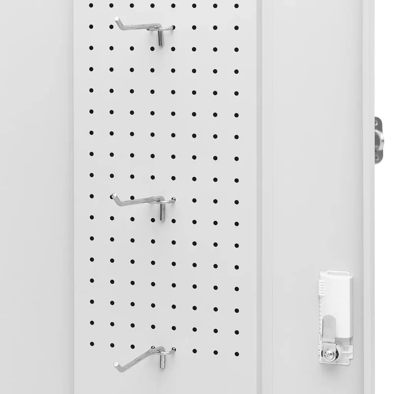 Armoire à selles moderne pour écurie 53 x 53 x 105 cm avec serrure et crochets en acier gris clair 02_0046985