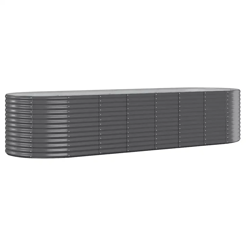Lot de 2 lits surélevés de jardin ovale 322 x 100 x 68 cm usage extérieur design moderne en acier galvanisé anthracite 02_0046591