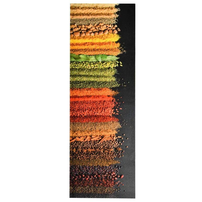 Tapis rectangulaire lavable cuisine couloir 300 x 60 cm antidérapant confort en polyamide beige 02_0046515